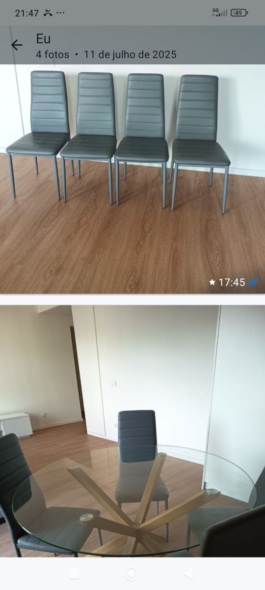 Sofá cama mesa e cadeiras
