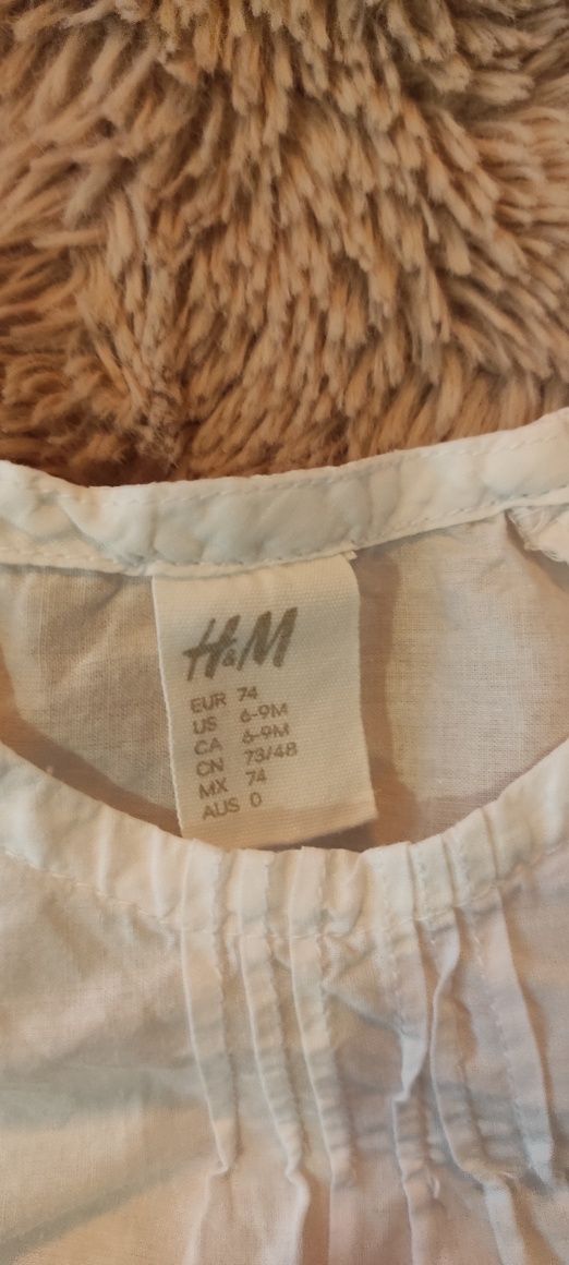 Cienka, biała sukienka H&M rozmiar 74