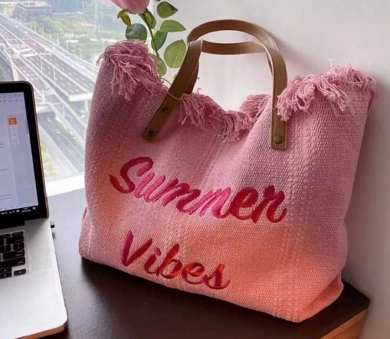 Torba plażowa boho różowa