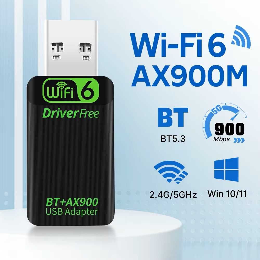 Дводіапазонний USB адаптер Wi-Fi 6, AX900 2.4/5ГГц+Bluetooth 5.4, Нове