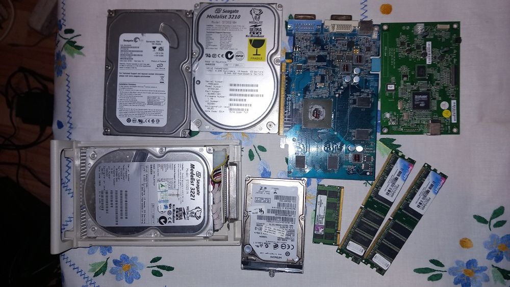 Części komputerowe retro zestaw hdd ide sata ram karta graficzna