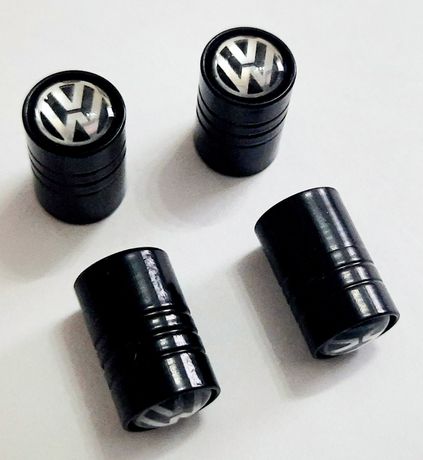 NOWE Nakrętki na wentyle VW Volkswagen czarne komplet 4szt. do felg