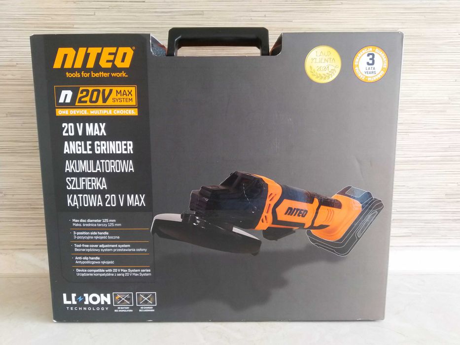 NOWA Akumulatorowa Szlifierka Kątowa 20V Max 125 mm Diaks NITEO