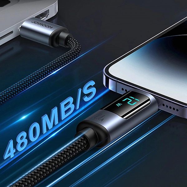 Kabel Lightning - USB A 2.4A 1.2m z wyświetlaczem LED Joyroom S-AL012A