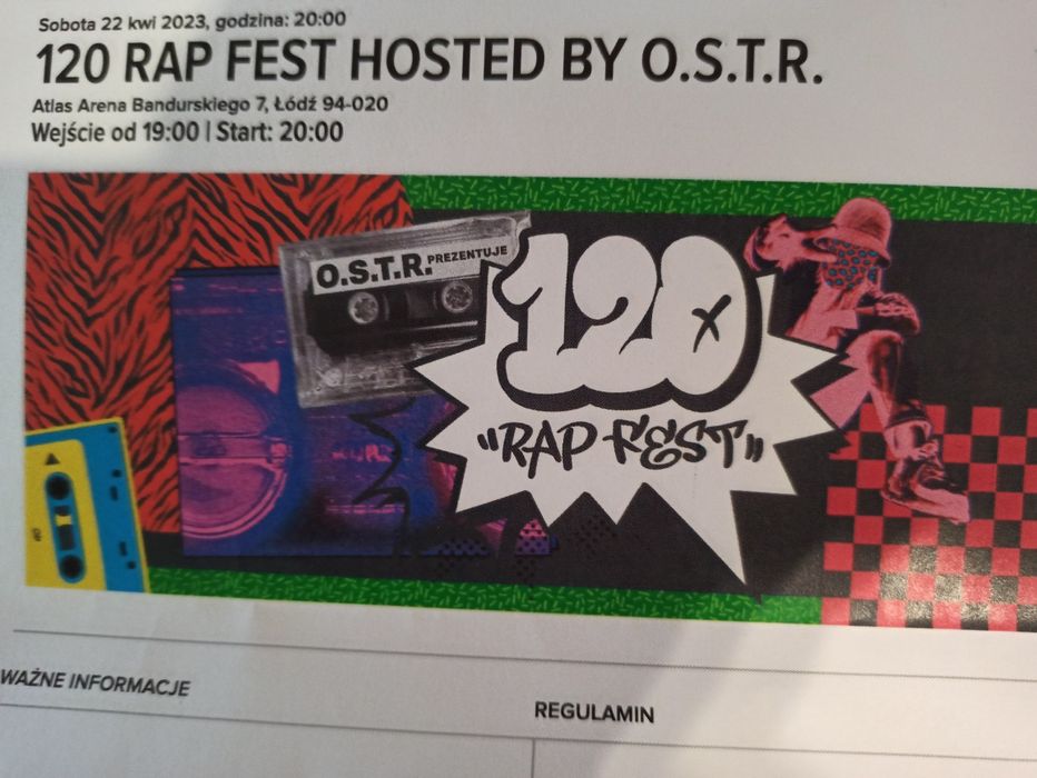 Bilety 120 rap fest O.S.T.R
