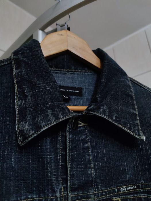 bluza kurtka Apock XL vintage ciemna granatowo czarna siwa jeansowa dż