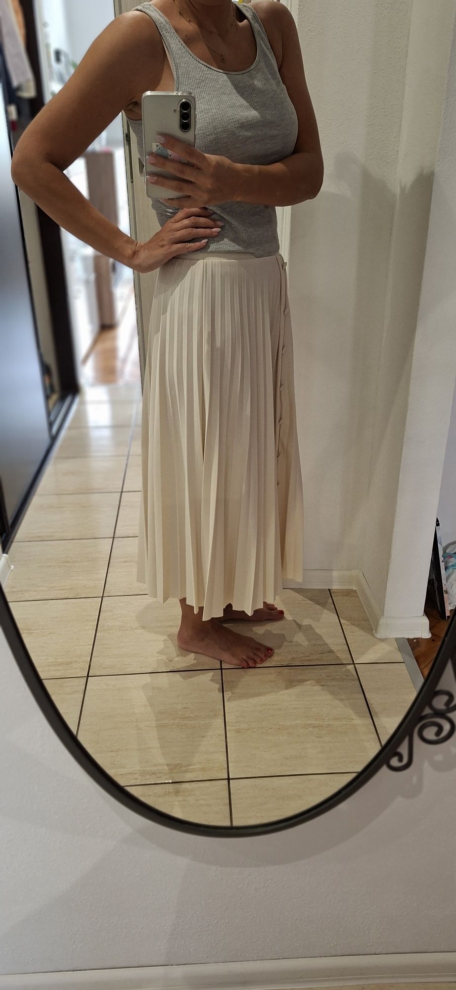Spódnica plisowana midi Reserved r. 38 ecru
