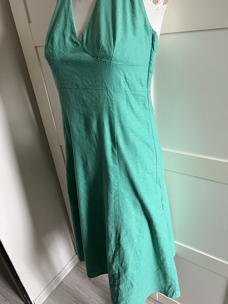 Suknia midi H&M 40 len wiskoza elastan