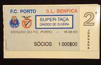 Bilhete do jogo futebol, Supertaça FC Porto-Benfica, 1993.
