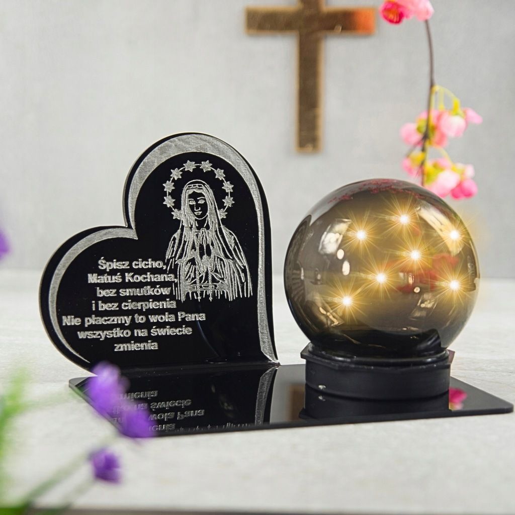 SOLARNY znicz led statuetka na cmentarz grób duża