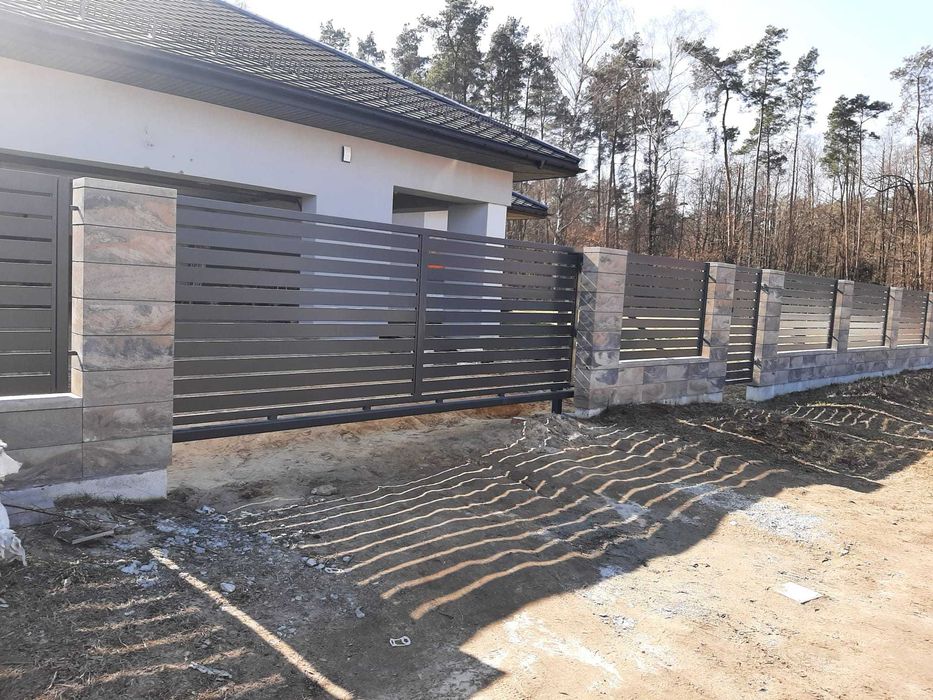 Brama przesuwna palisadowa 4000x1500 w komplecie