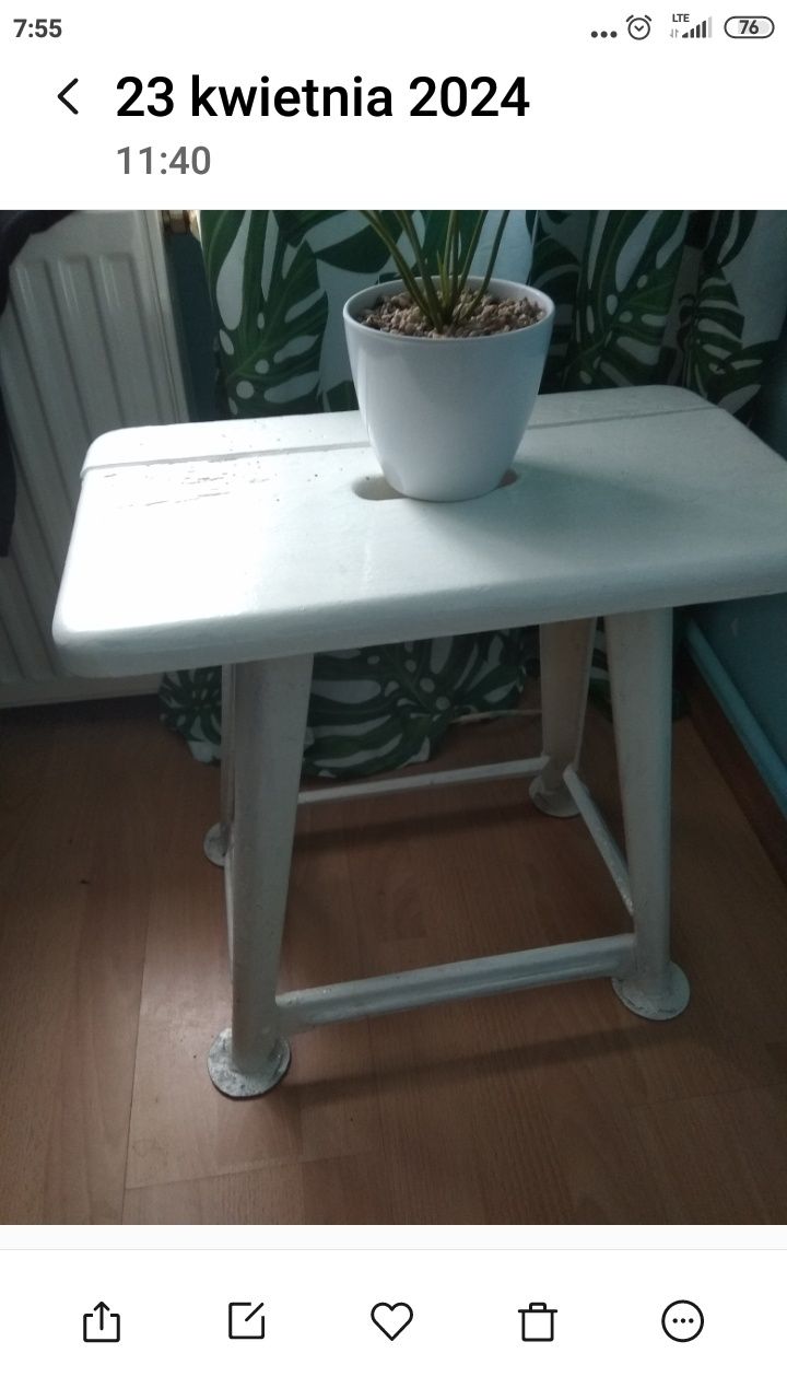 Taboret drewniano metalowy