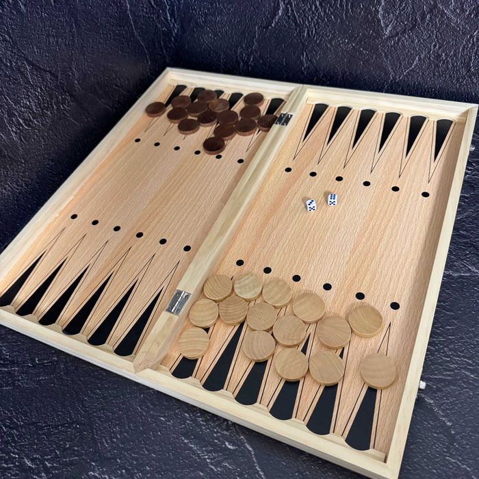 Набор шахматы, шашки, нарды 3 в 1 деревянные 7723 (доска 34x34 см)