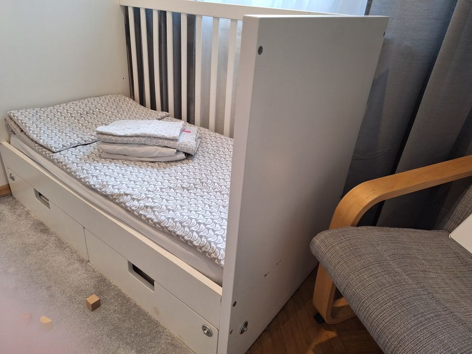 Łóżeczko dziecięce Ikea+materac+2 zestawy pościeli