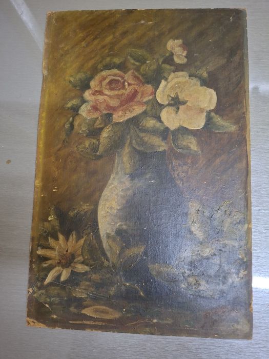 Quadro a óleo? Sobre cartão pintura antiga