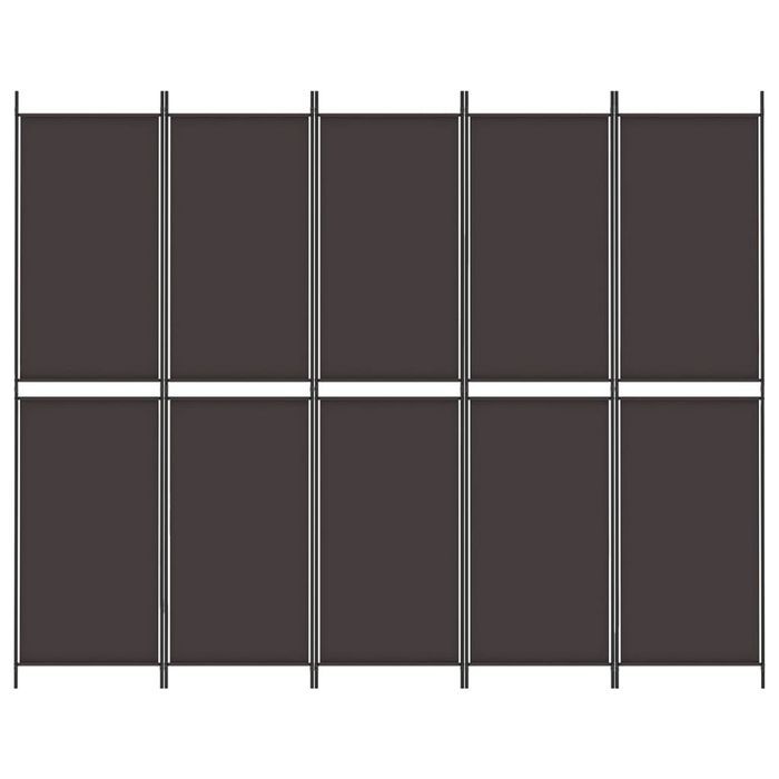 vidaXL Parawan 5-panelowy, brązowy, 250x200 cm, tkanina
