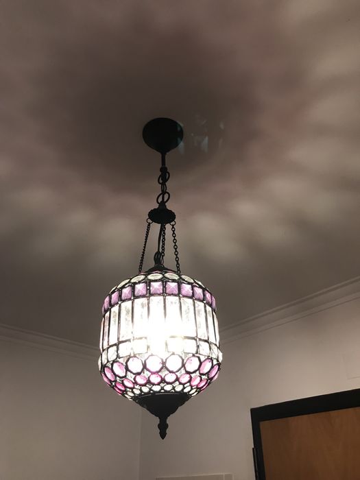 Candeeiro de tecto em vidro e metal