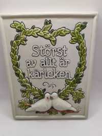 Ceramiczny kafel ścienny zawieszka JIE Gantofta Sweden gołębie miłość