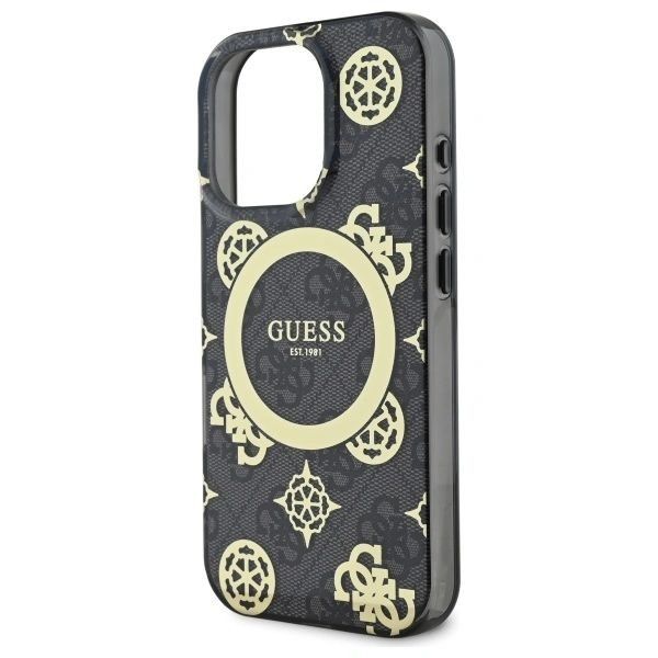 Etui Guess do iPhone 16 Pro Max MagSafe Peony On 4G Background Black