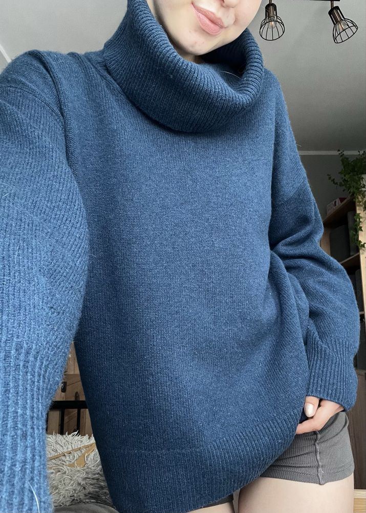 Sweter z golfem oversize massimo dutti wełna kaszmir
