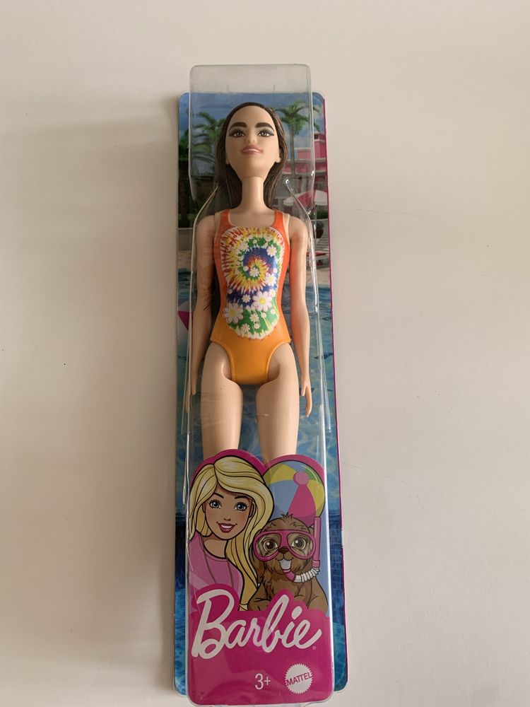 Lalka Barbie plażowa strój kąpielowy brunetka nowa