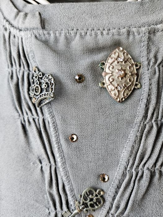 Elisa Cavaletti Szara Sukienka damska letnia  Wiskozowa M Boho Vintage