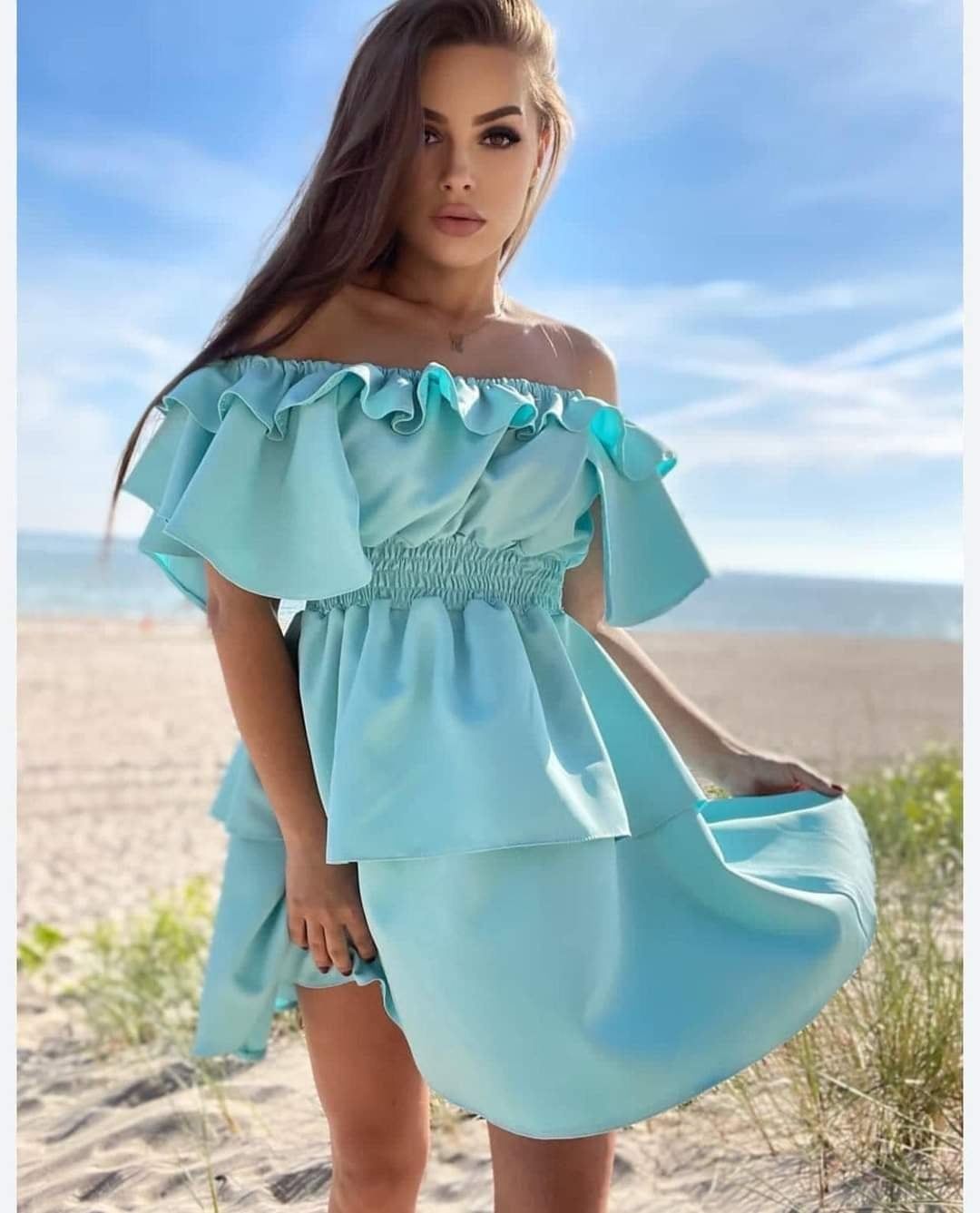 Sukienka hiszpanka,kolor miętowy