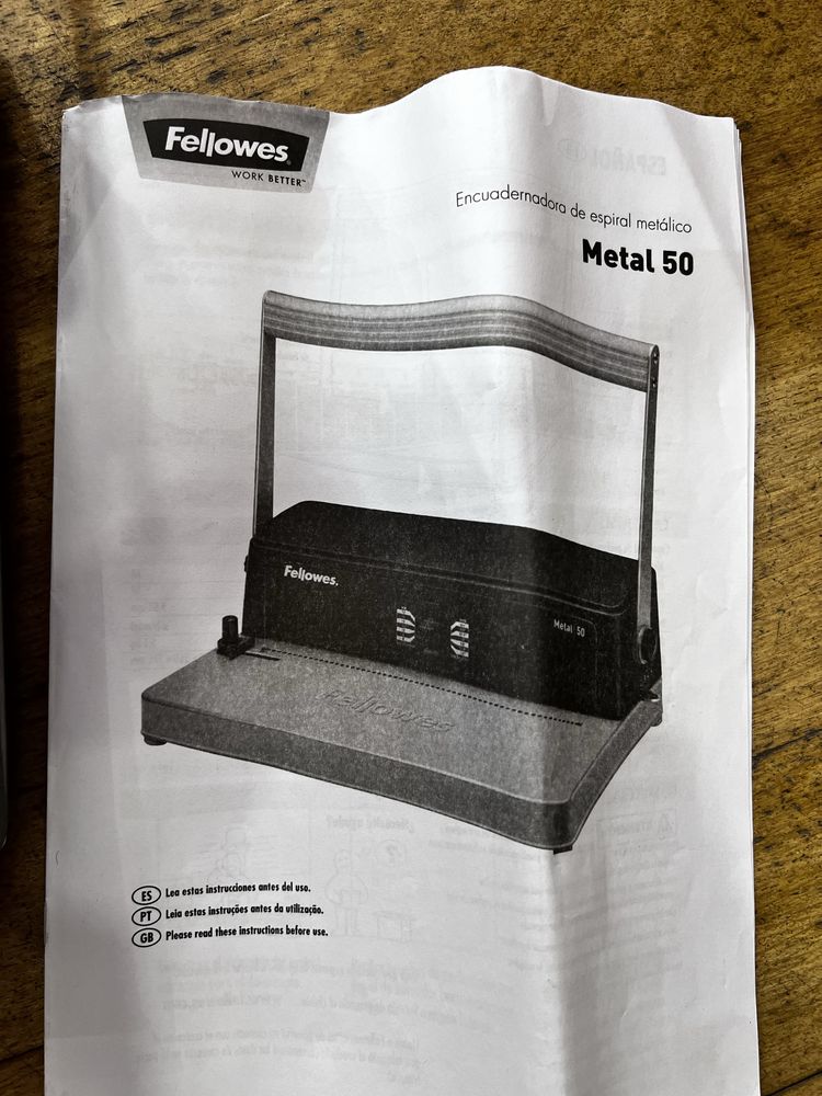 Fellowes Encadernadora manual de espiral metálica Metal 50 - Impecável