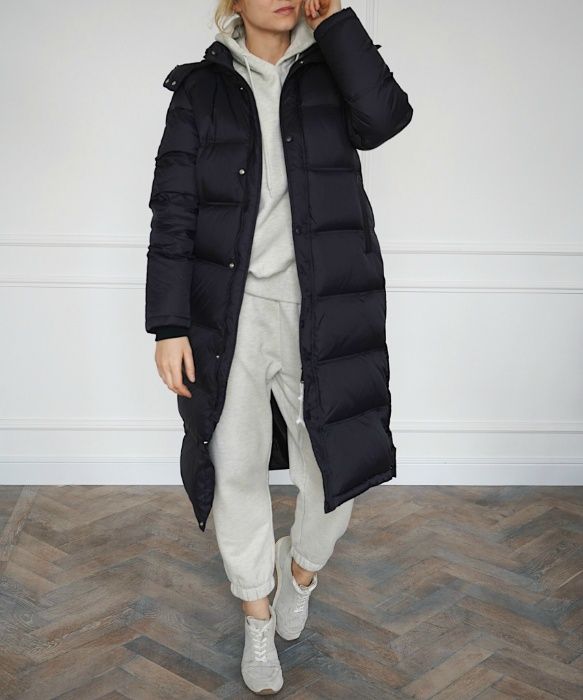 Классический длинный стеганый пуховик на все времена