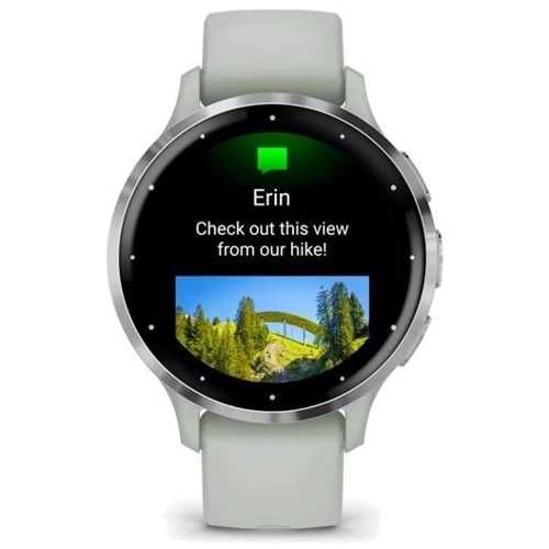 Garmin Venu 3S Silver S. Steel Bezel w. Sage Gray Case and S. Band