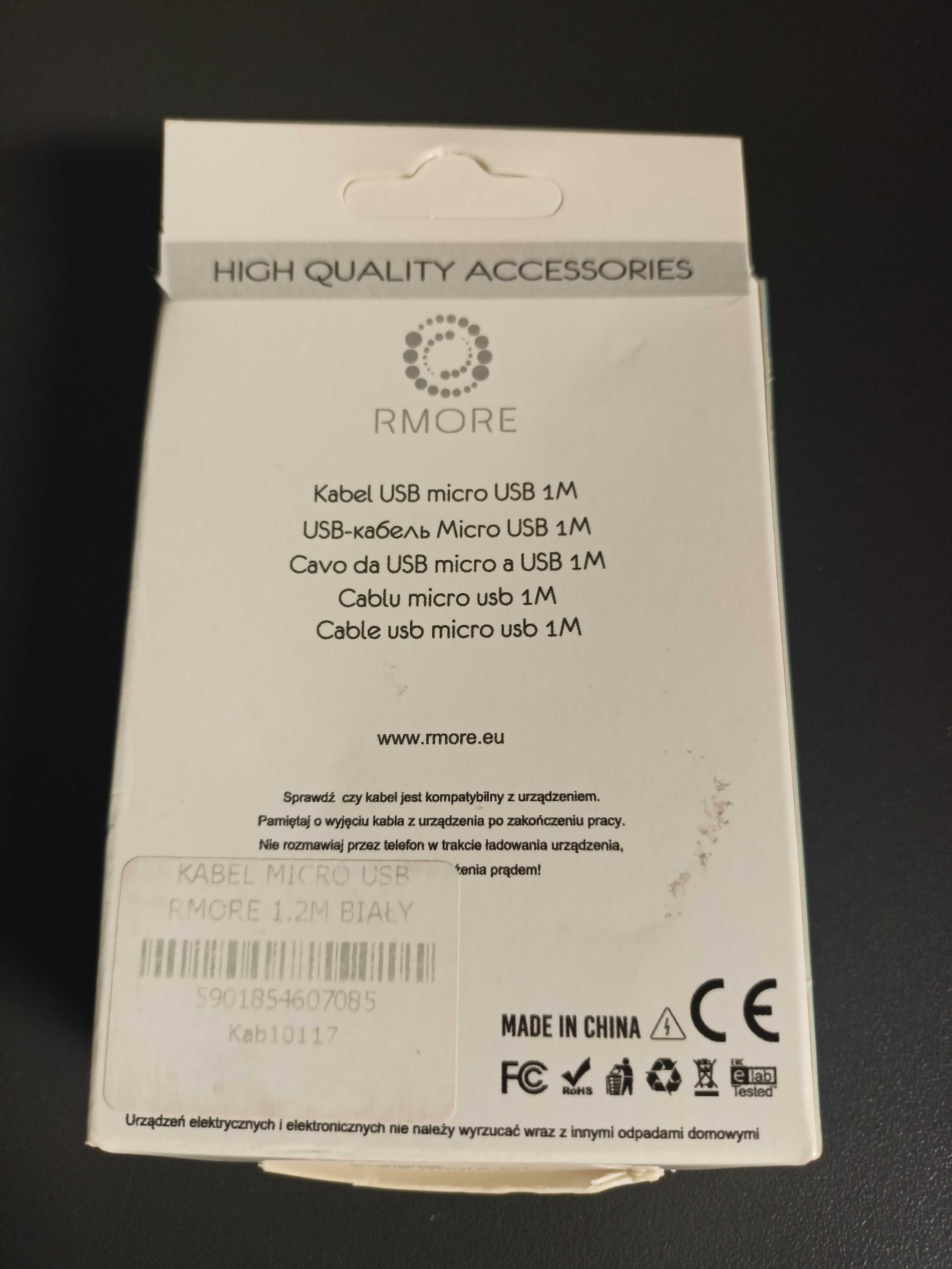 Kabel do telefonu micro usb 1m Rmore