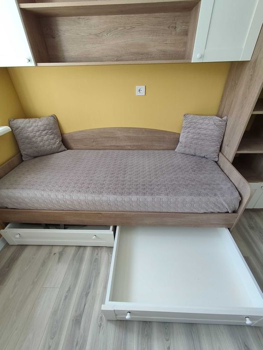 Дитячі меблі Snite комплект – ліжко, шафа, стелаж, полиця (Буча)