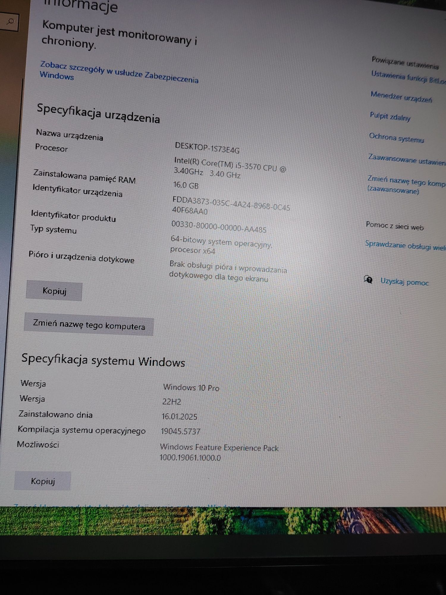 Komputer Intel i5 4x3.4Ghz Geforce Gtx 6GB Zestaw z biurkiem. Monitor
