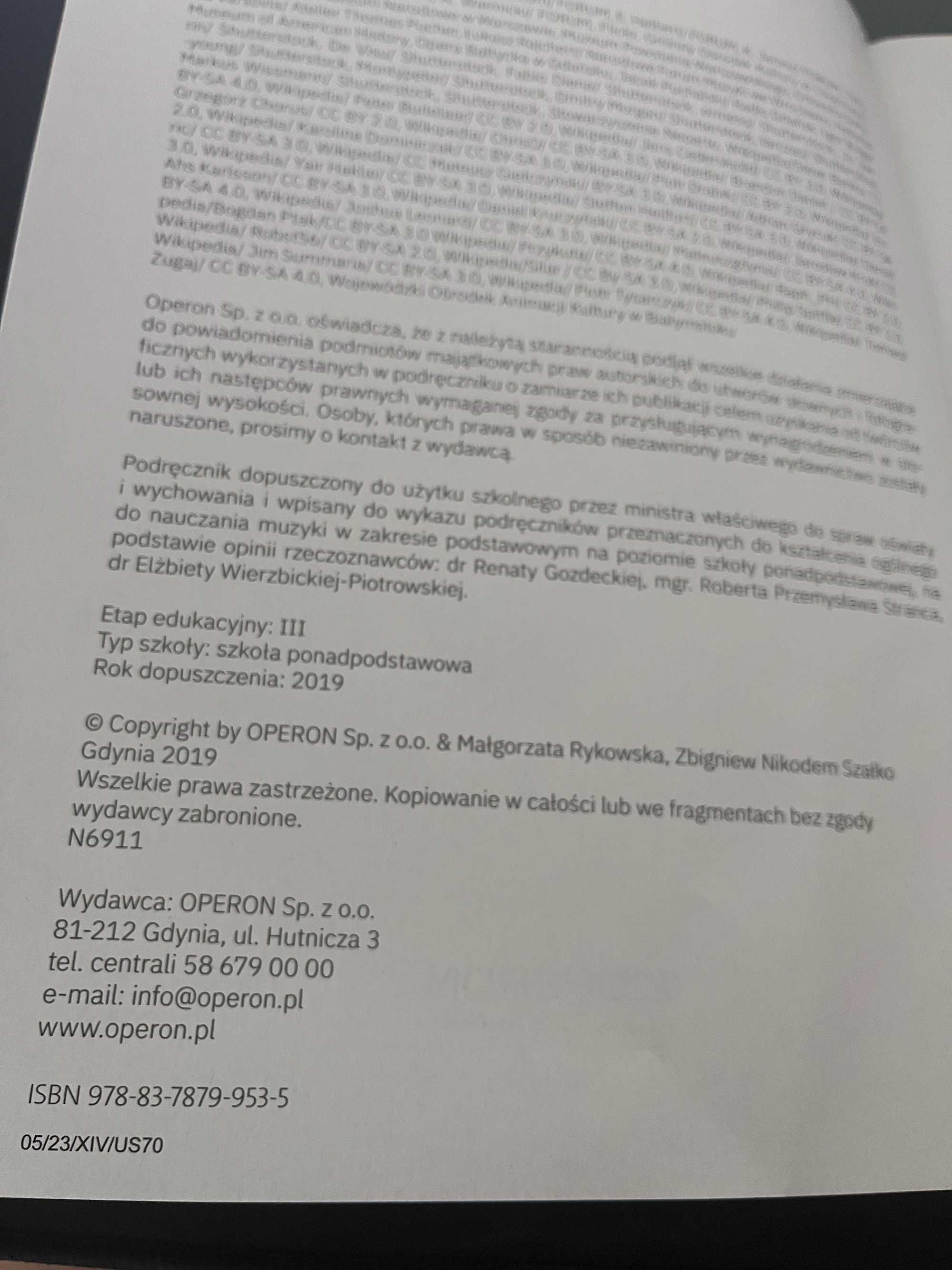 Podręcznik szkolny od muzyki Operon