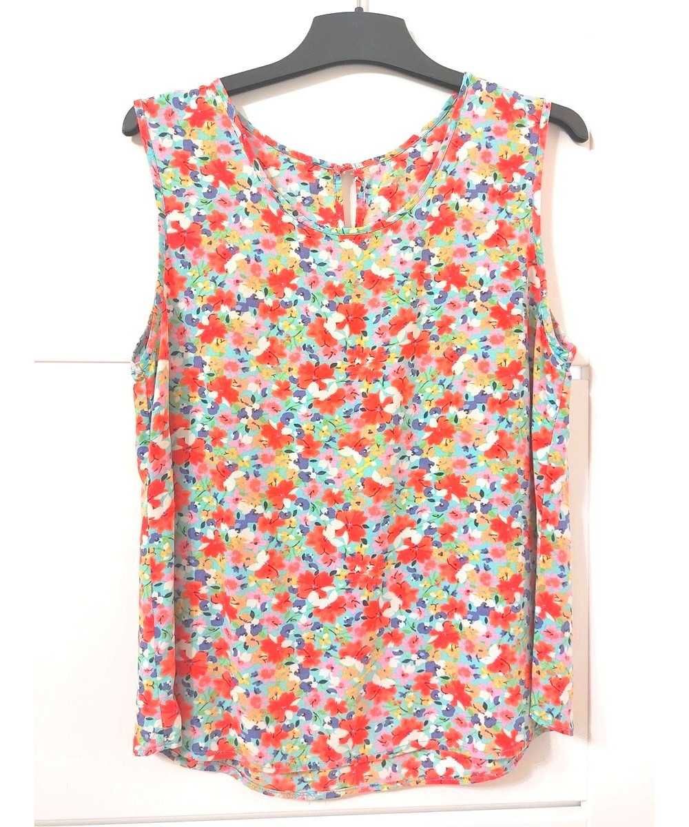 Bluzka S 36 kwiaty czerwone fioletowe Marks & Spencer