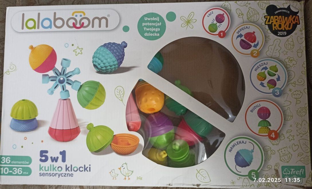 Lalaboom kulko klocki sensoryczne 5 w 1 36 elementów