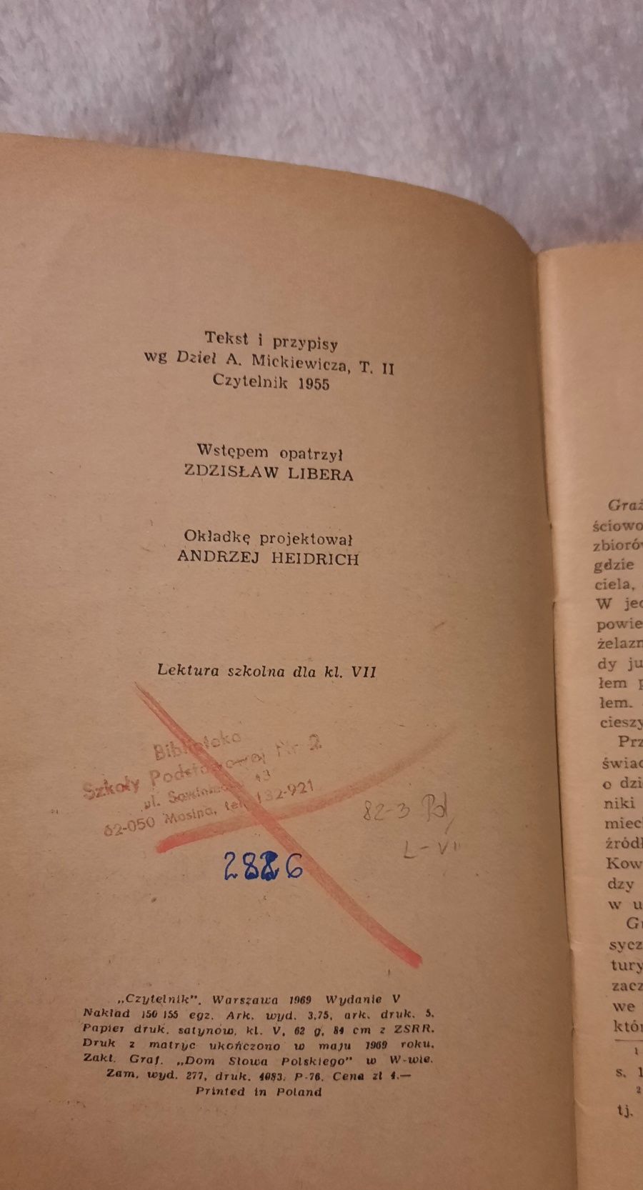 Książka "Grażyna" Adam Mickiewicz 1969 prl lektura