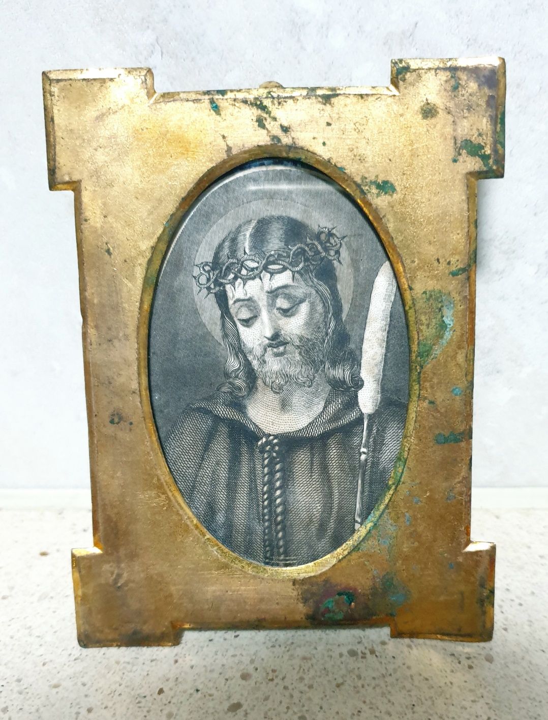 Antiga imagem de Cristo em moldura dourada Sec. XIX