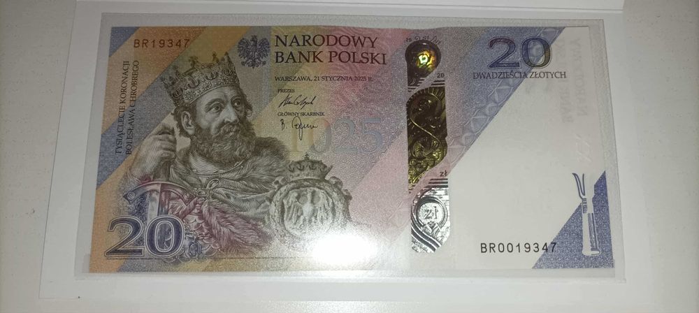 Banknot 20 zł - Tysiąclecie kor. B. Chrobrego - kolekcjonerski 2025 r.