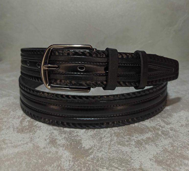 Мужской классический ремень  кожаный чоловічий ремінь-пояс батал