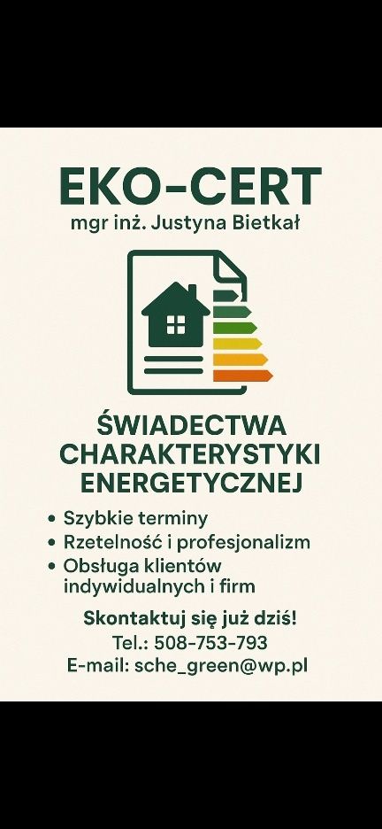 Świadectwo certyfikat charakterystyki energetycznej budynku