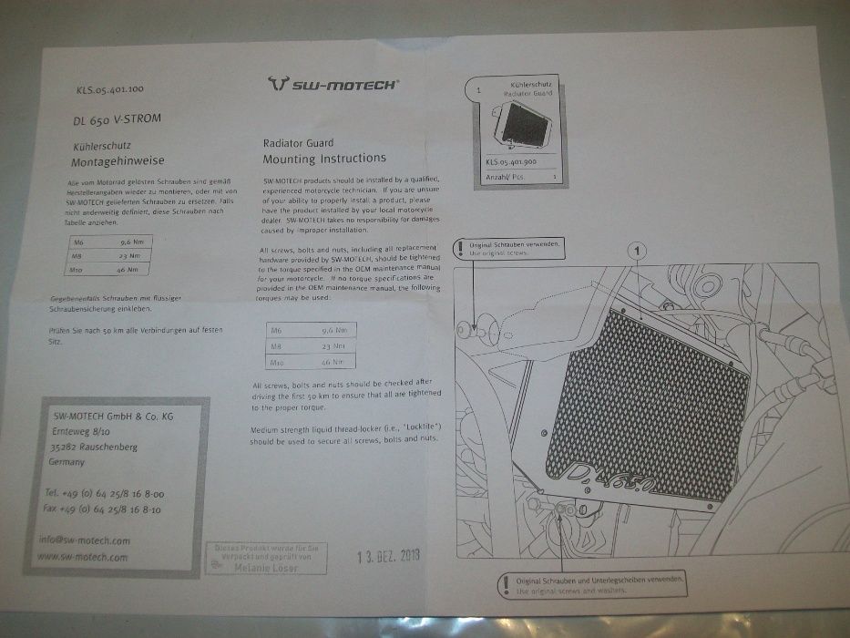 osłona chłodnicy SUZUKI DL 650 V-Strom (04>10) SW-Motech KLS.05.401.1