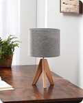 174 Lampa nocna z drewna styl vintage lniany abażurEDISHINE 12/60W36cm
