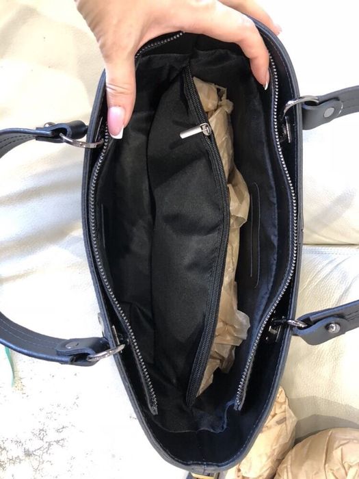 Сумка шкіряна чорна Ділова сумка жіноча Сумка А4 Портфель Італія