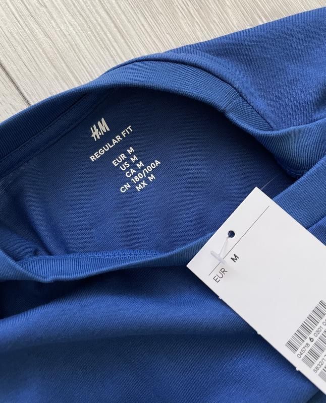 Чоловіча синя футболка regular fit h&m футболка з круглим вирізом стан