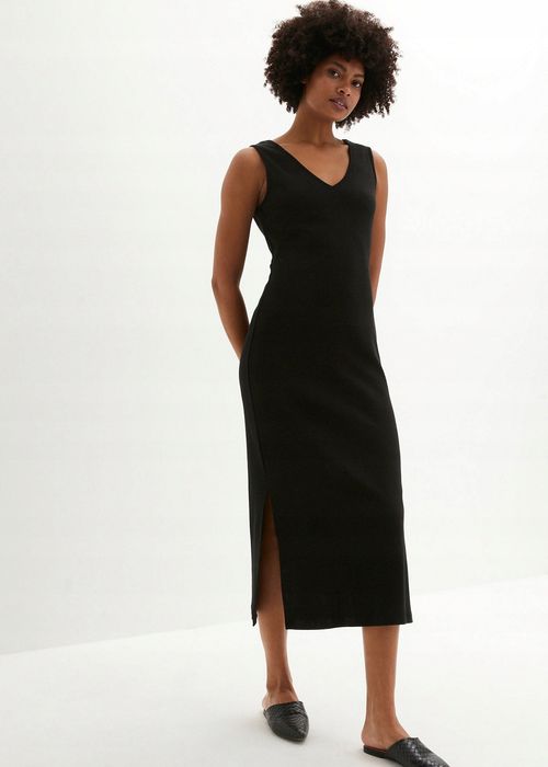 B.P.C sukienka midi czarna z wycięciami na plecach ^52/54