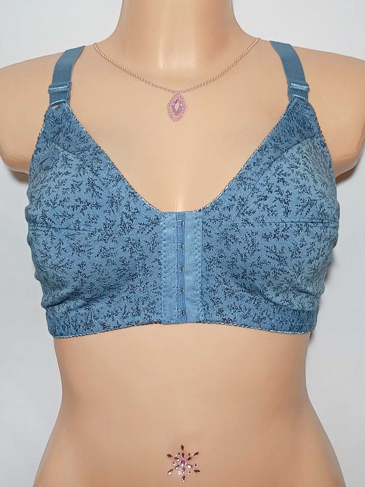 Biustonosz Han miękki zapinany z przodu niebieski wygodny 120D