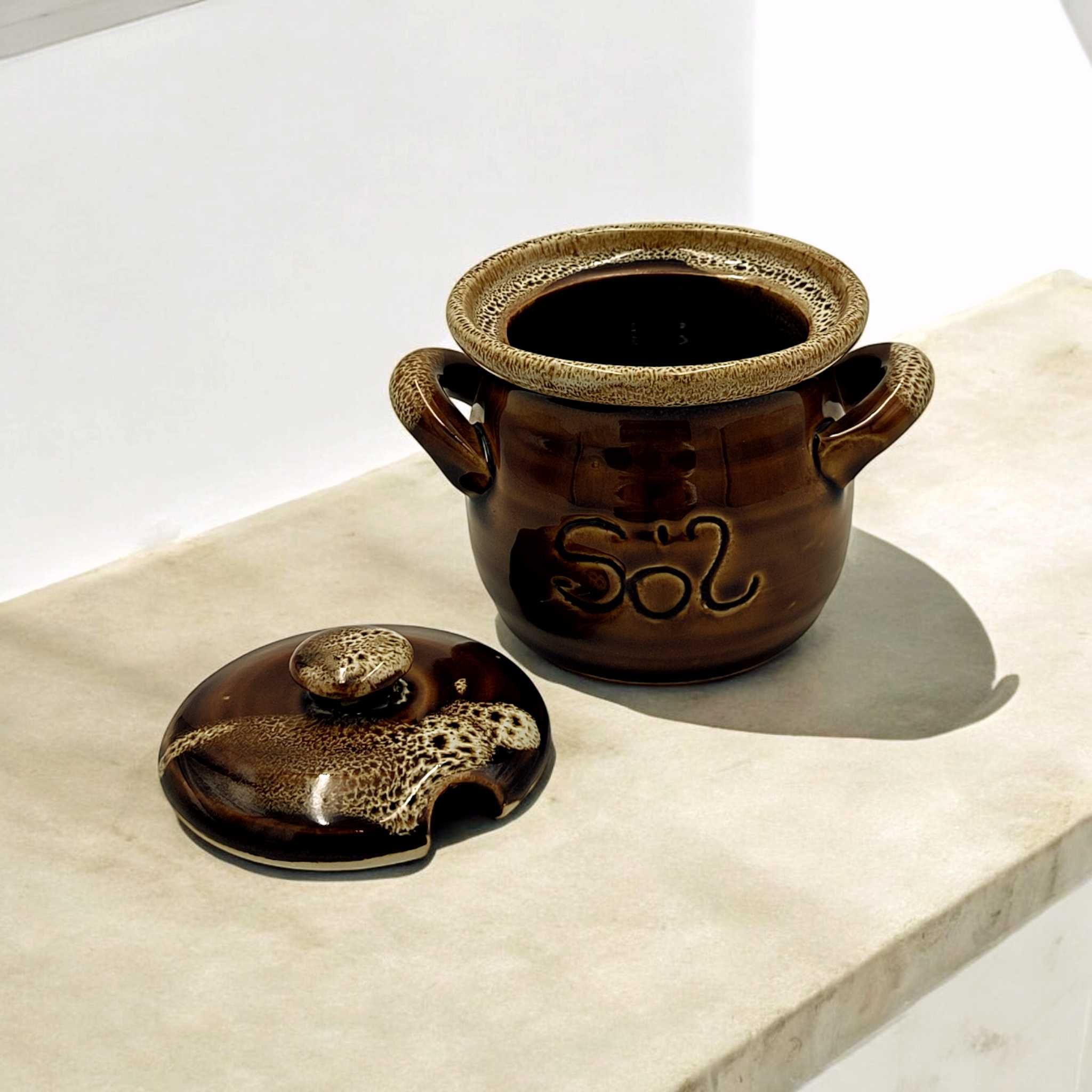 Gliniany Pojemnik na Sól 250 ml Ceramiczny Pojemnik Na Sól