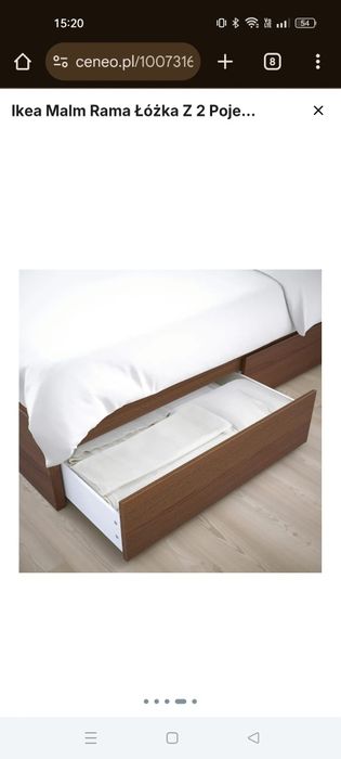 Zestaw mebli do sypialni Ikea MALM brązowe szafki nocne łóżko materac