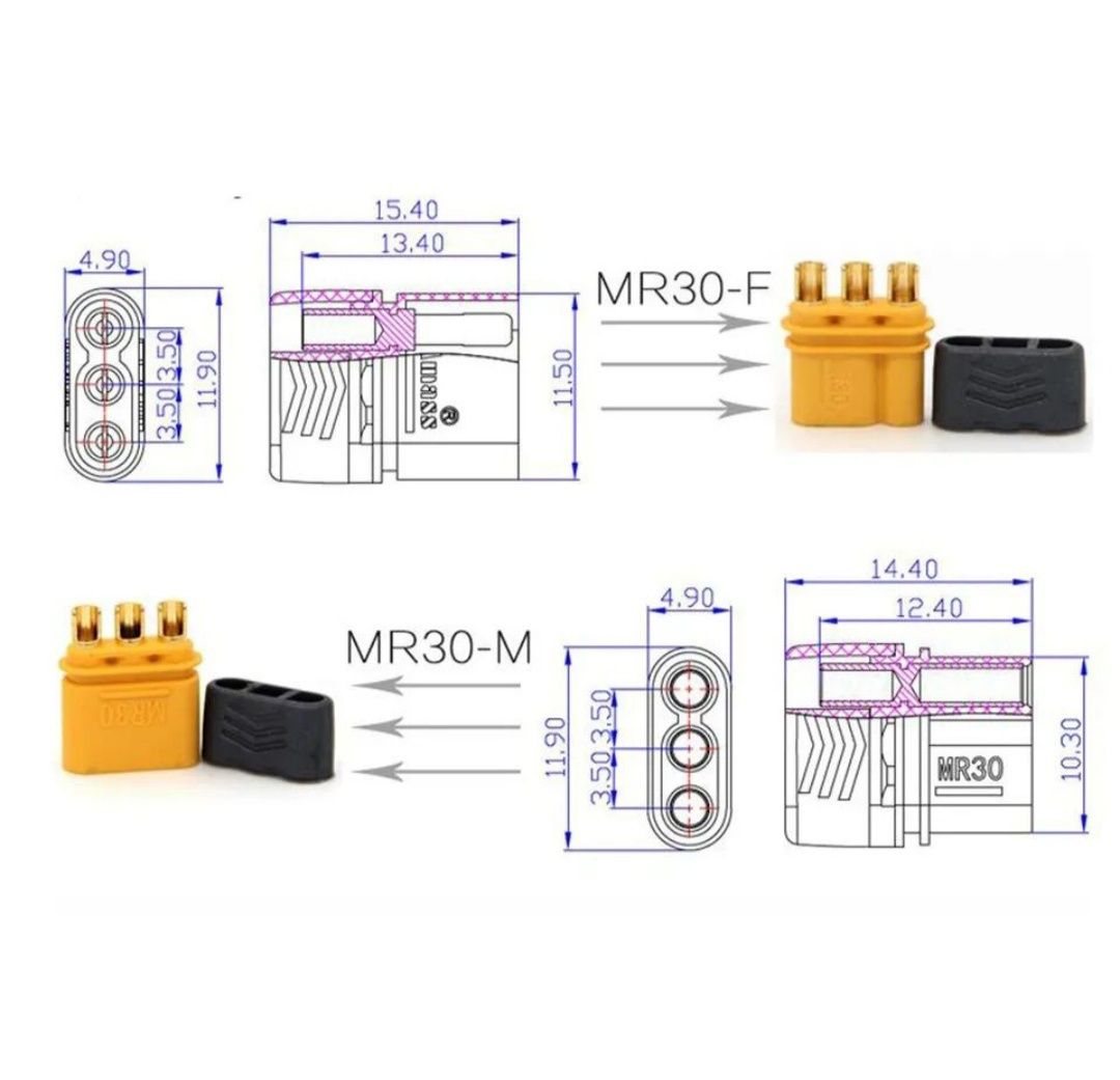 Amass MR30 роз'єм з'єднання (Male + Female) пара Роз'єм Amass MR30